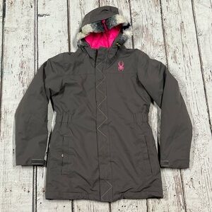 Kids Girls Spyder Ski Skiing Snowboarding Hooded Jacket Size XL